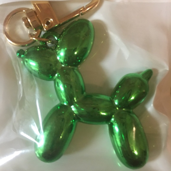 Metallic Green Cartoon Balloon Dog Keychain Cute Key Ring Purse Bag  Clip New - Picture 2 of 2